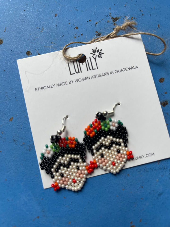 Frida Kahlo seed beaded earrings