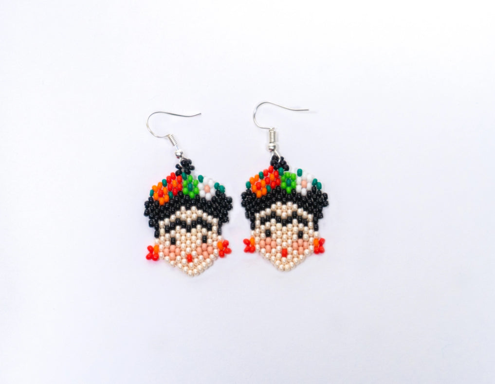 Frida Kahlo seed beaded earrings