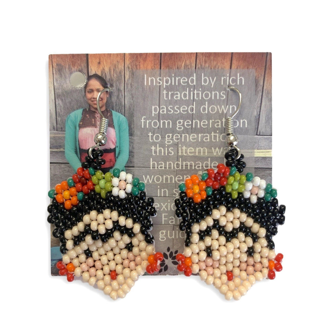 Frida Kahlo seed beaded earrings