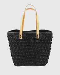 Boucle Crochet Basket Bag-Black raffia