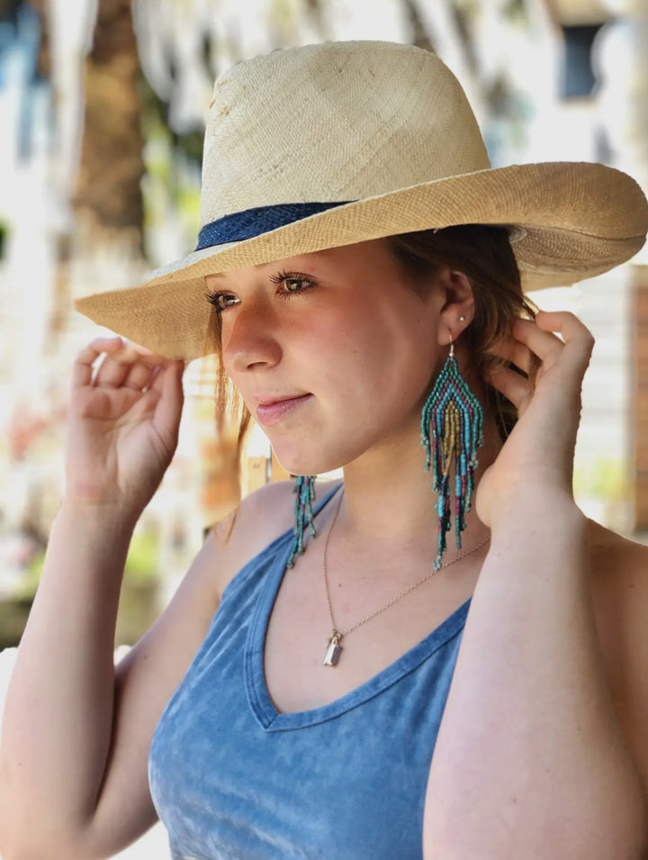 Unisex Straw Panama Hat with 3" Brim-Natural