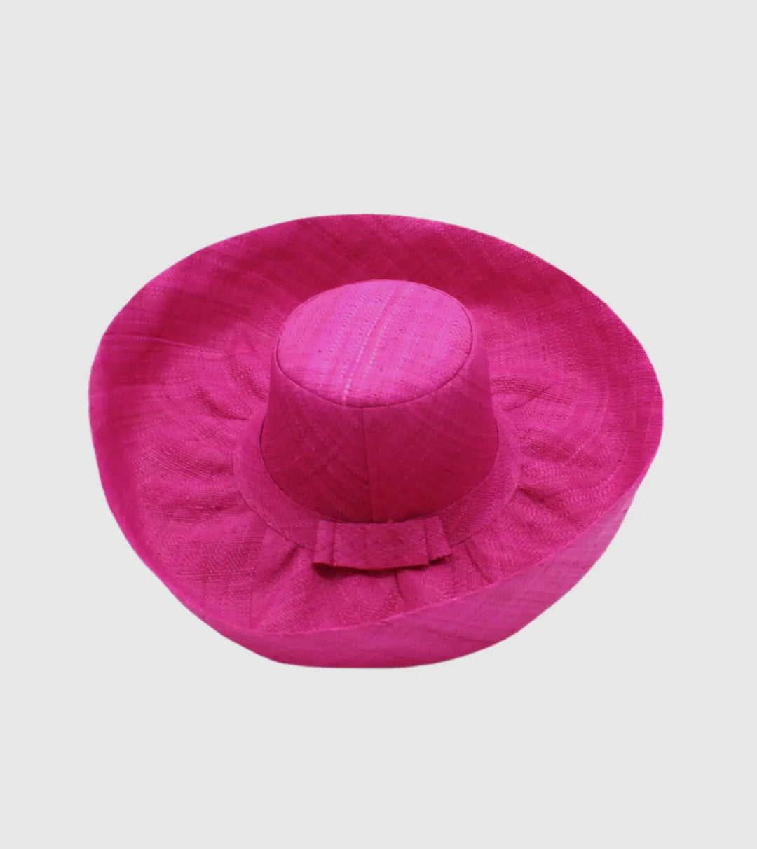 Wide Brim Solid Color Packable Straw Hat with 5" Brim-Hot Pink