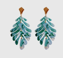 Green Petite Monstera Leaf Drop Earrings