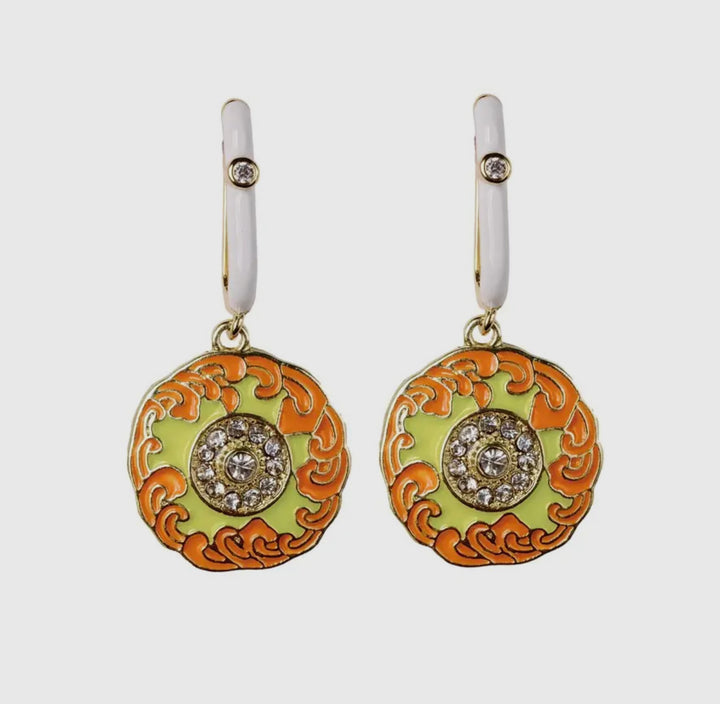 Orange Diamond Capri Style Earrings