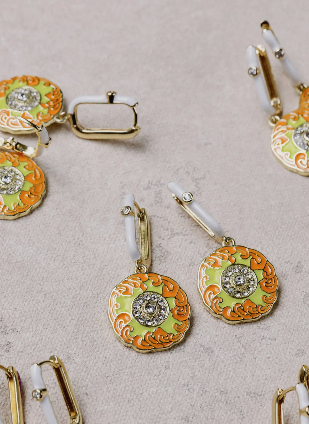 Orange Diamond Capri Style Earrings