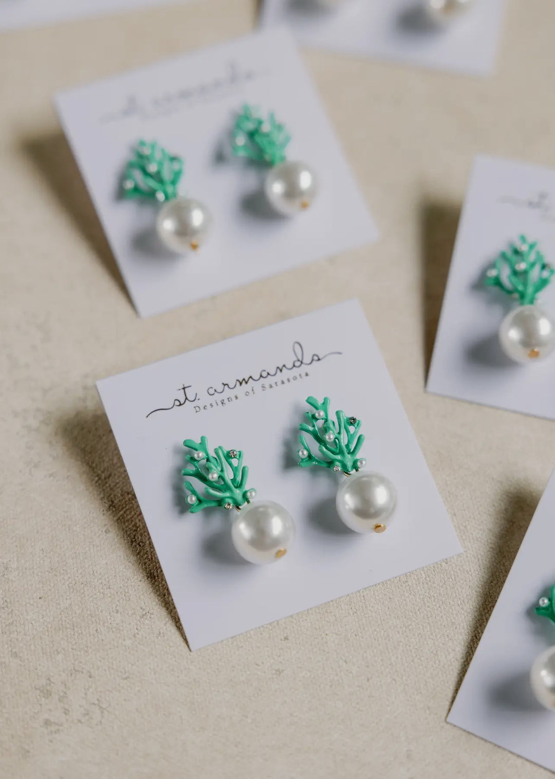 Pearl and Turquoise Coral Mini Statement Earrings