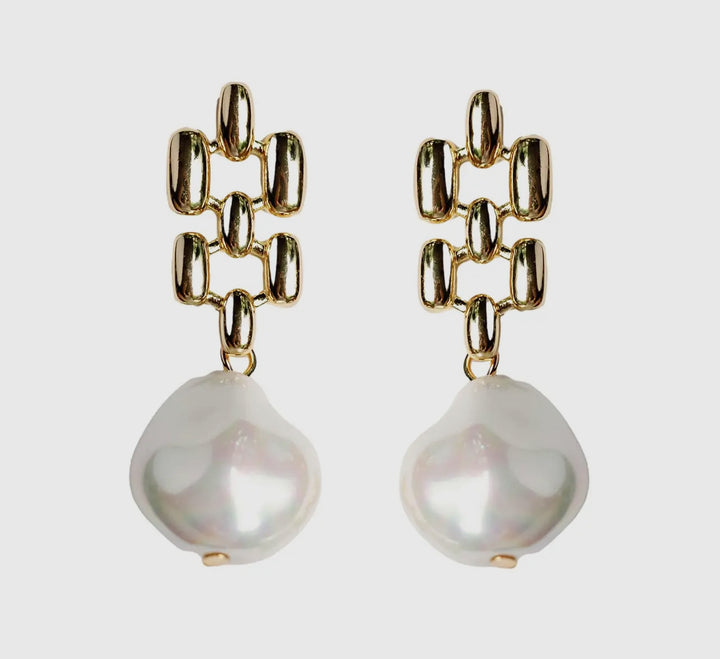 Vintage Honeycomb Pearl Drop Earrings