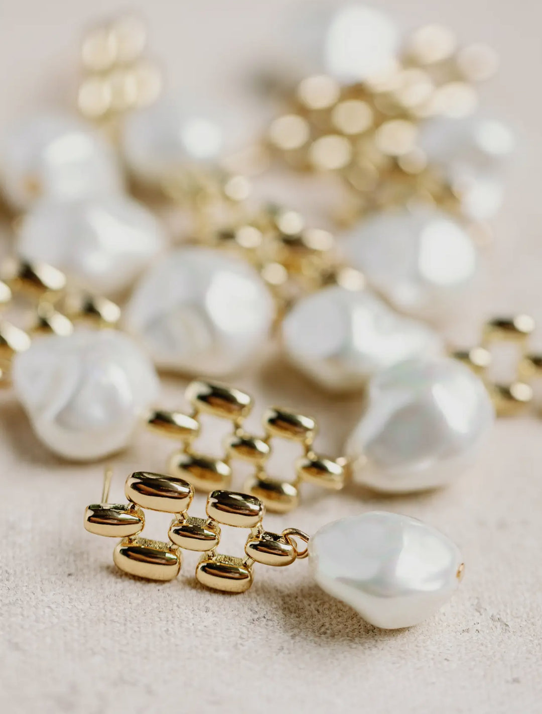 Vintage Honeycomb Pearl Drop Earrings