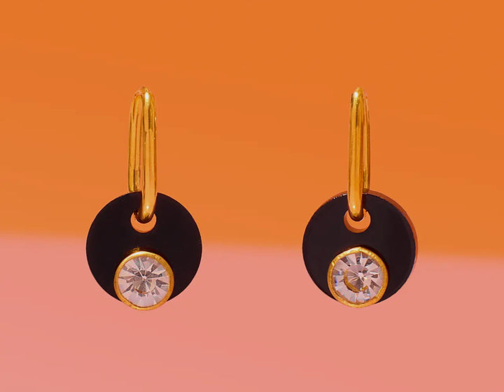 Deco Glam Medallion Earrings-Black