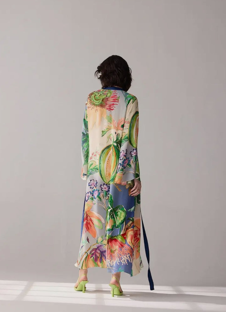 Multi Colored  Tropical Maxi Dress-Gemma Periwinkle