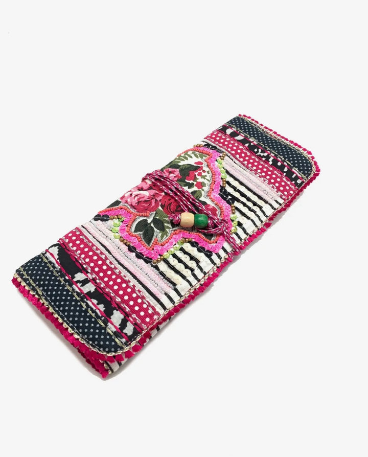 Hand Beaded Jewelry Pouch-Hot Pink