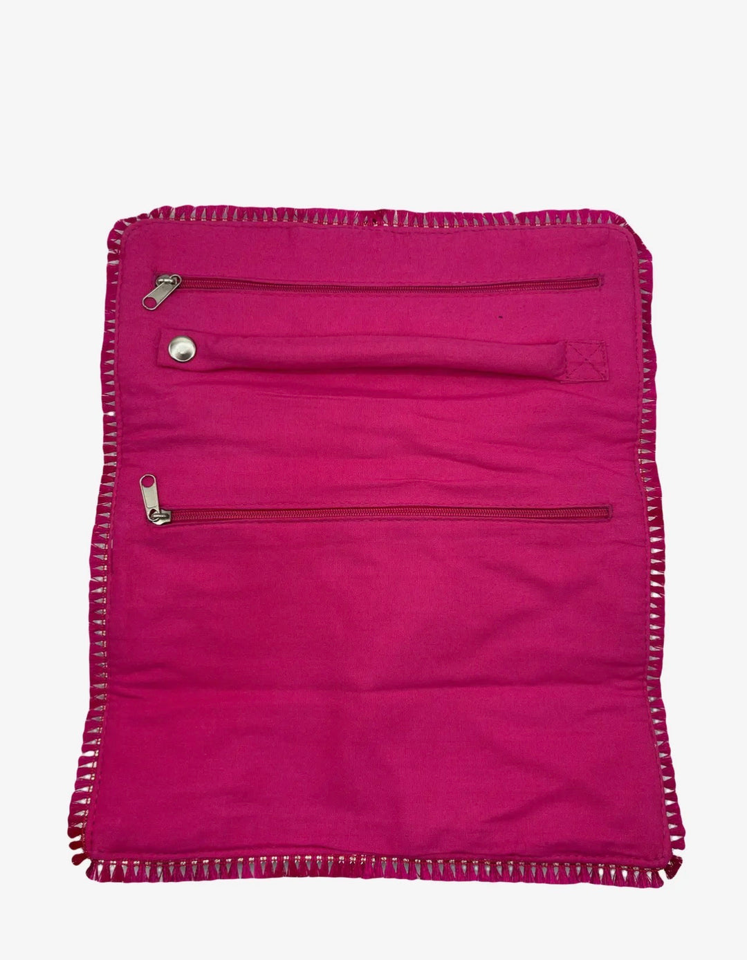 Hand Beaded Jewelry Pouch-Hot Pink