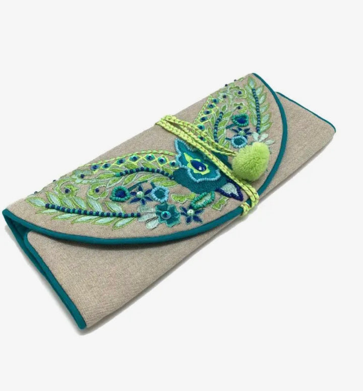 Hand Beaded Jewelry Pouch-Peacock