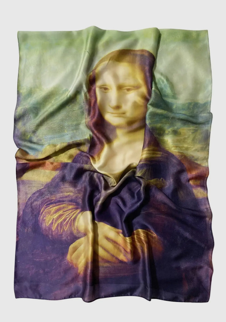 Mona Lisa Print Silk Scarf