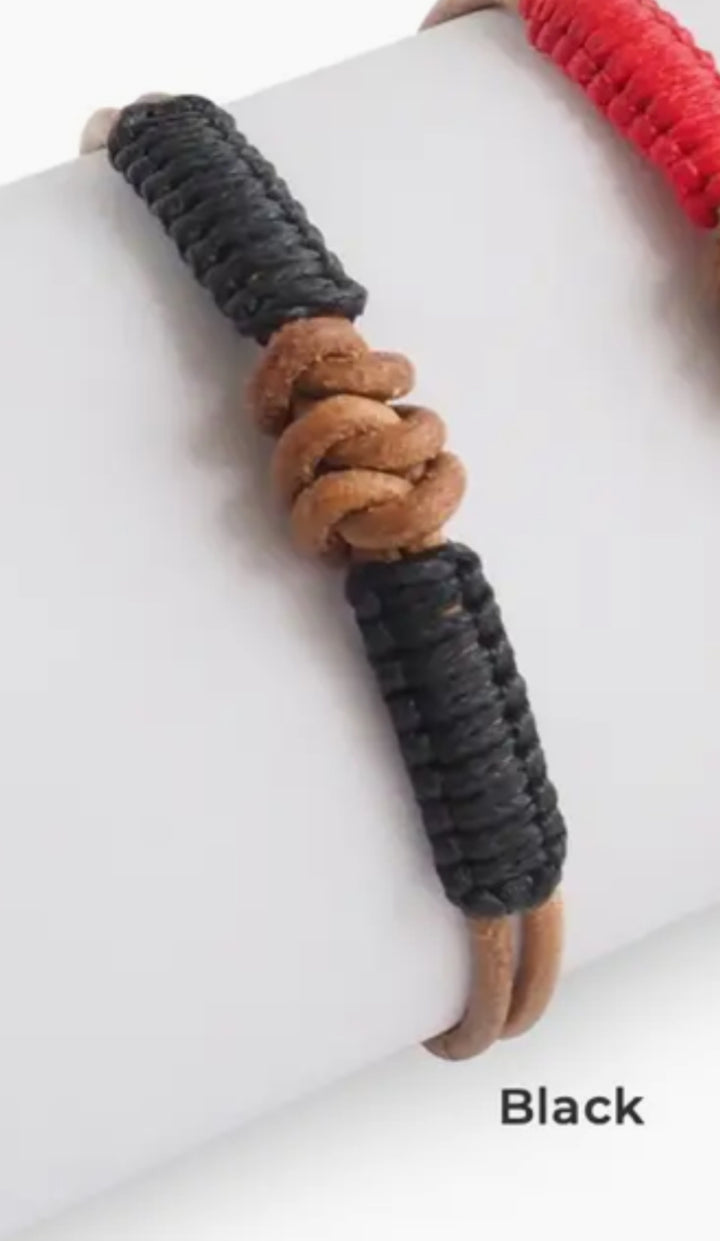 Men's Macrame Knot Bracelet-Black-caramel