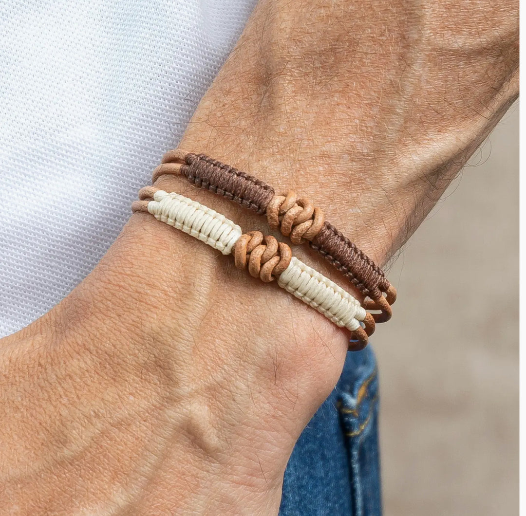 Men's Macrame Knot Bracelet-Black-caramel