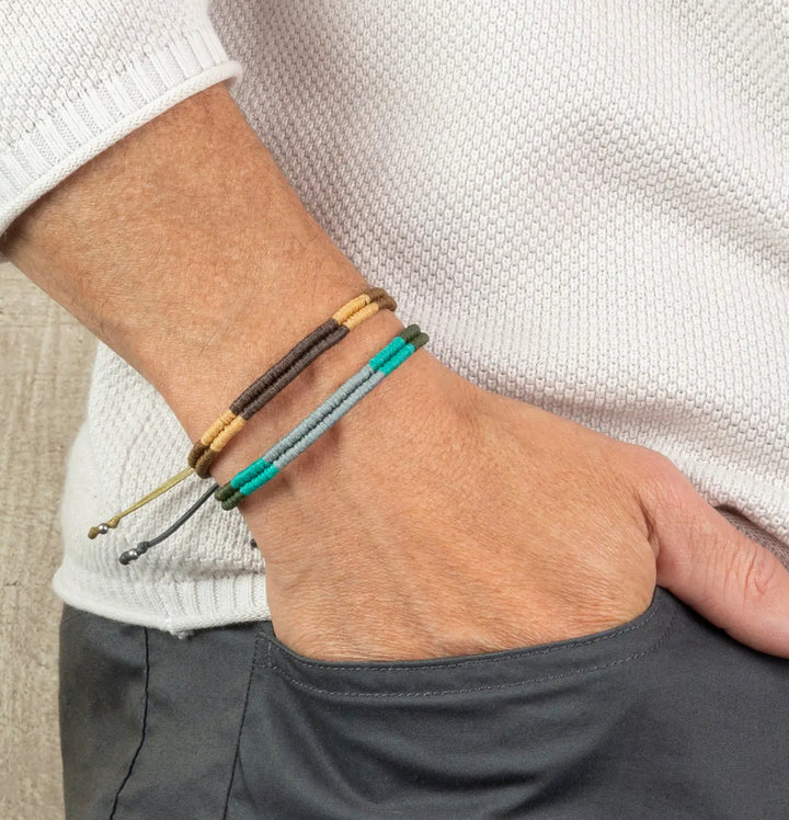Mens' Macrame Surfer Bracelet-Brown, Camel, Olive