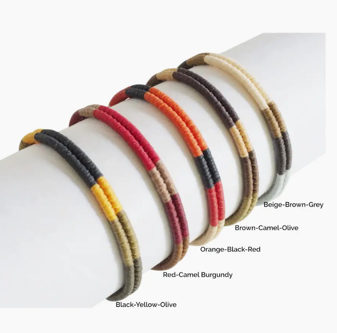 Mens' Macrame Surfer Bracelet-Brown, Camel, Olive