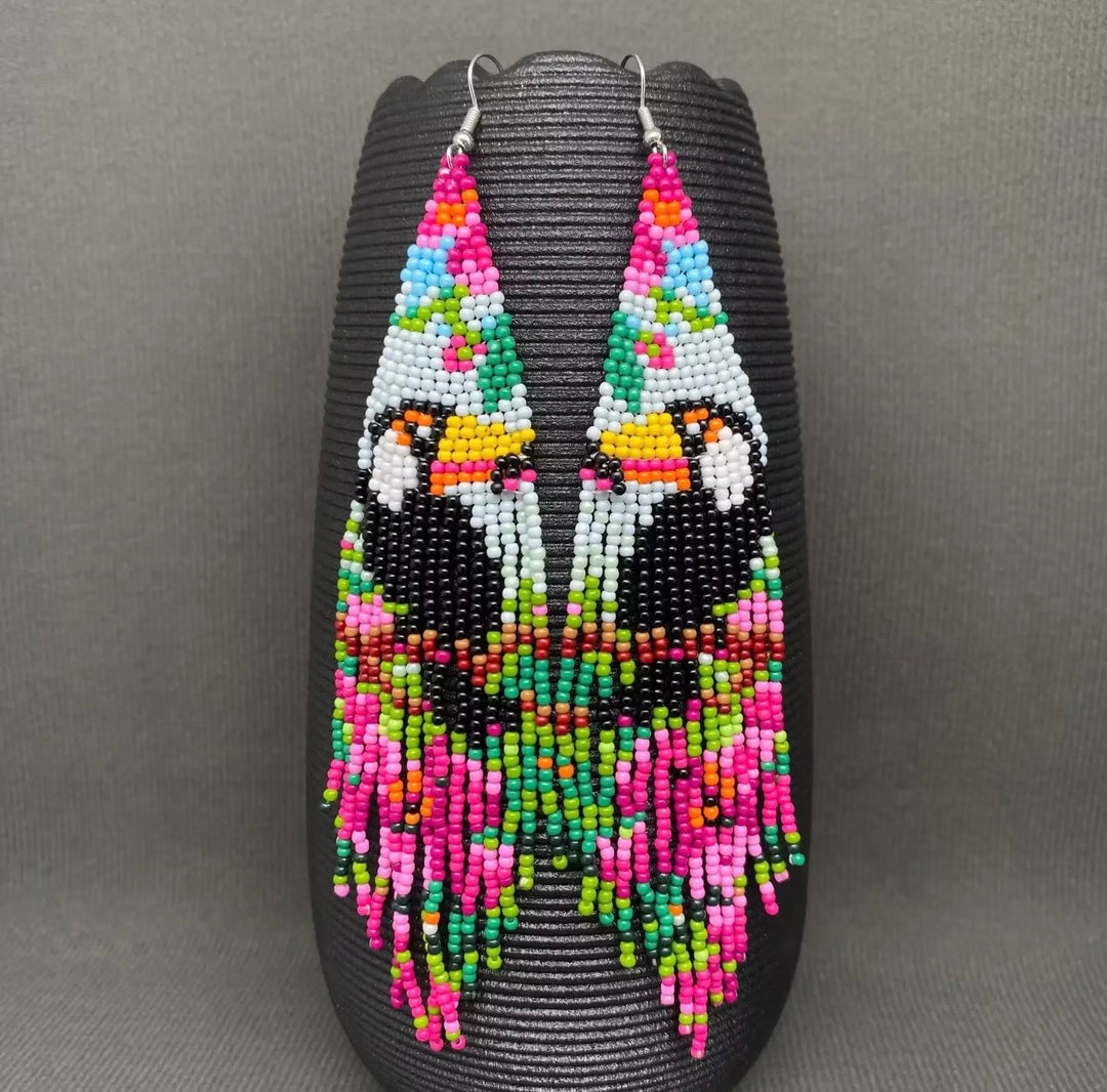 Toucan Seed Bead Dangle Earrings