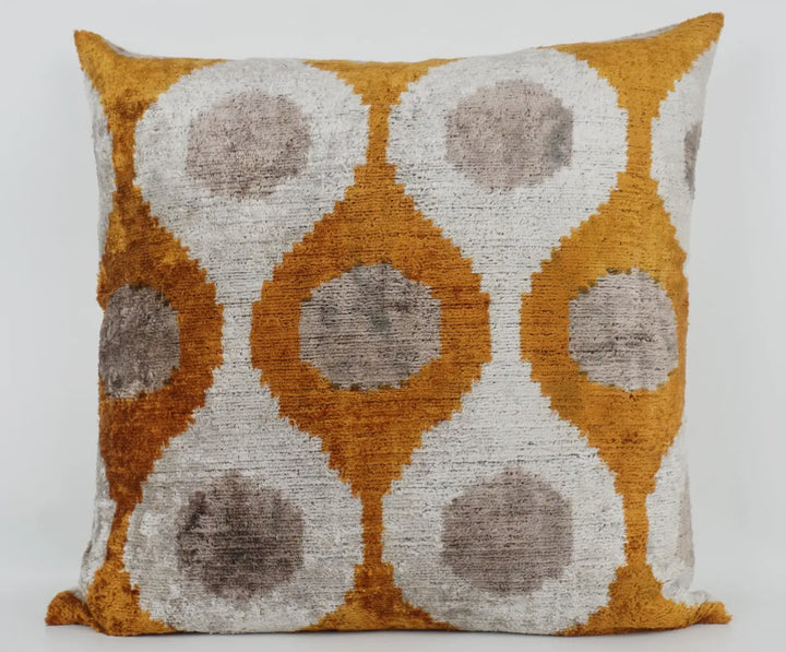 Graphic and Modern 100% Silk Velvet Ikat throw pillow-20"x20"