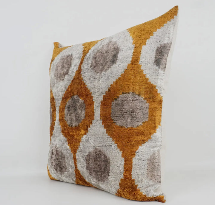 Graphic and Modern 100% Silk Velvet Ikat throw pillow-20"x20"