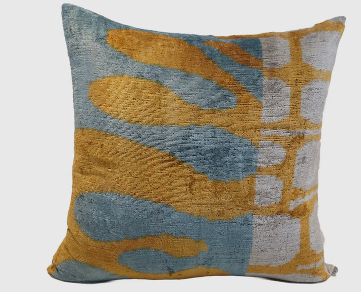 Graphic and Modern 100% silk velvet throw pillow-24"x24"