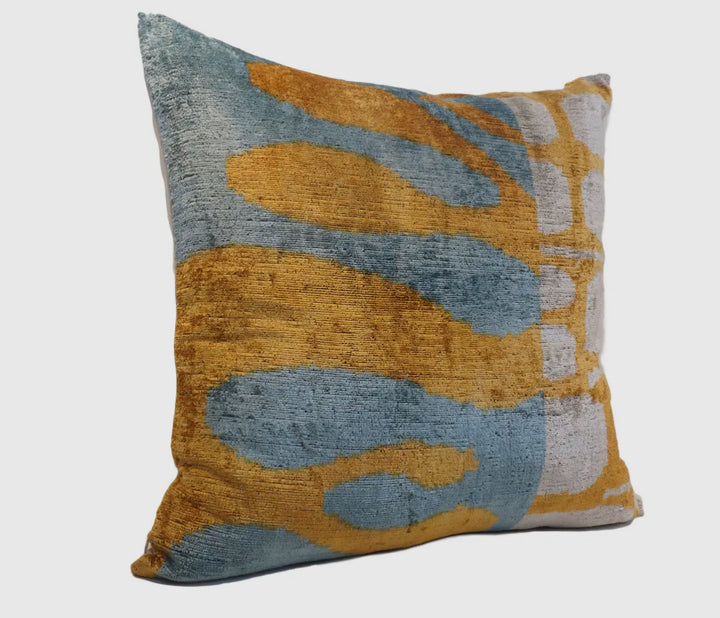 Graphic and Modern 100% silk velvet throw pillow-24"x24"