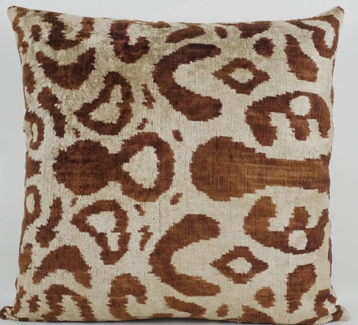 Animal skin look 100% silk Ikat velvet throw pillow-20"x20"