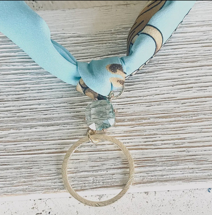 Scarf Necklace-Baby Blue Circle