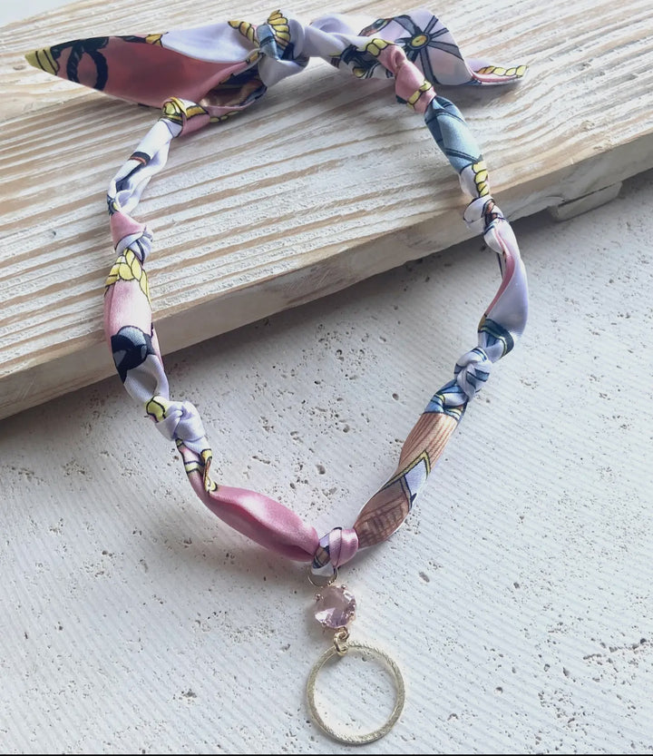 Scarf Necklace-Pink Gold circle