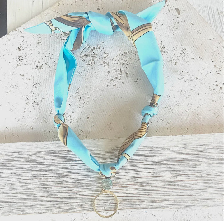 Scarf Necklace-Baby Blue Circle