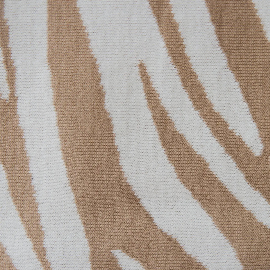 Zebra print 100% cotton throw blanket-tan/white