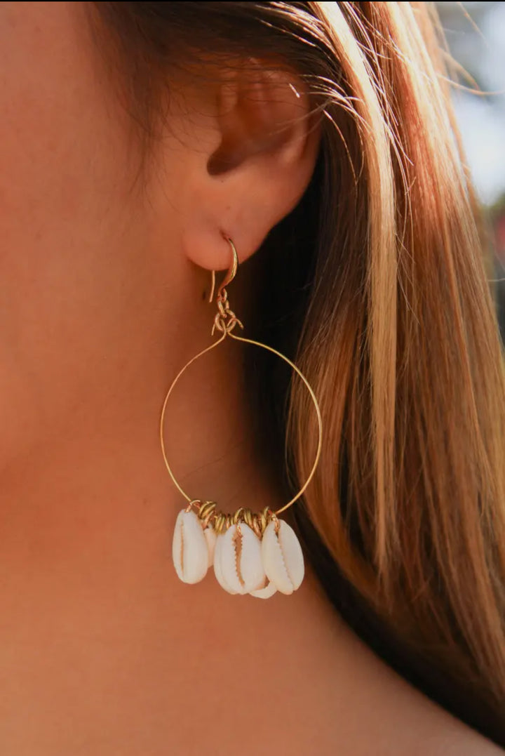 Cowrie Gold Hoop Earrings