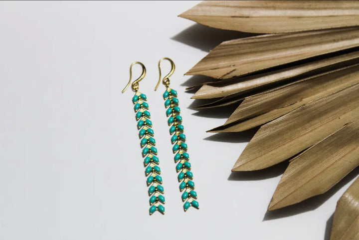 Lady Fern Earrings-Turquoise