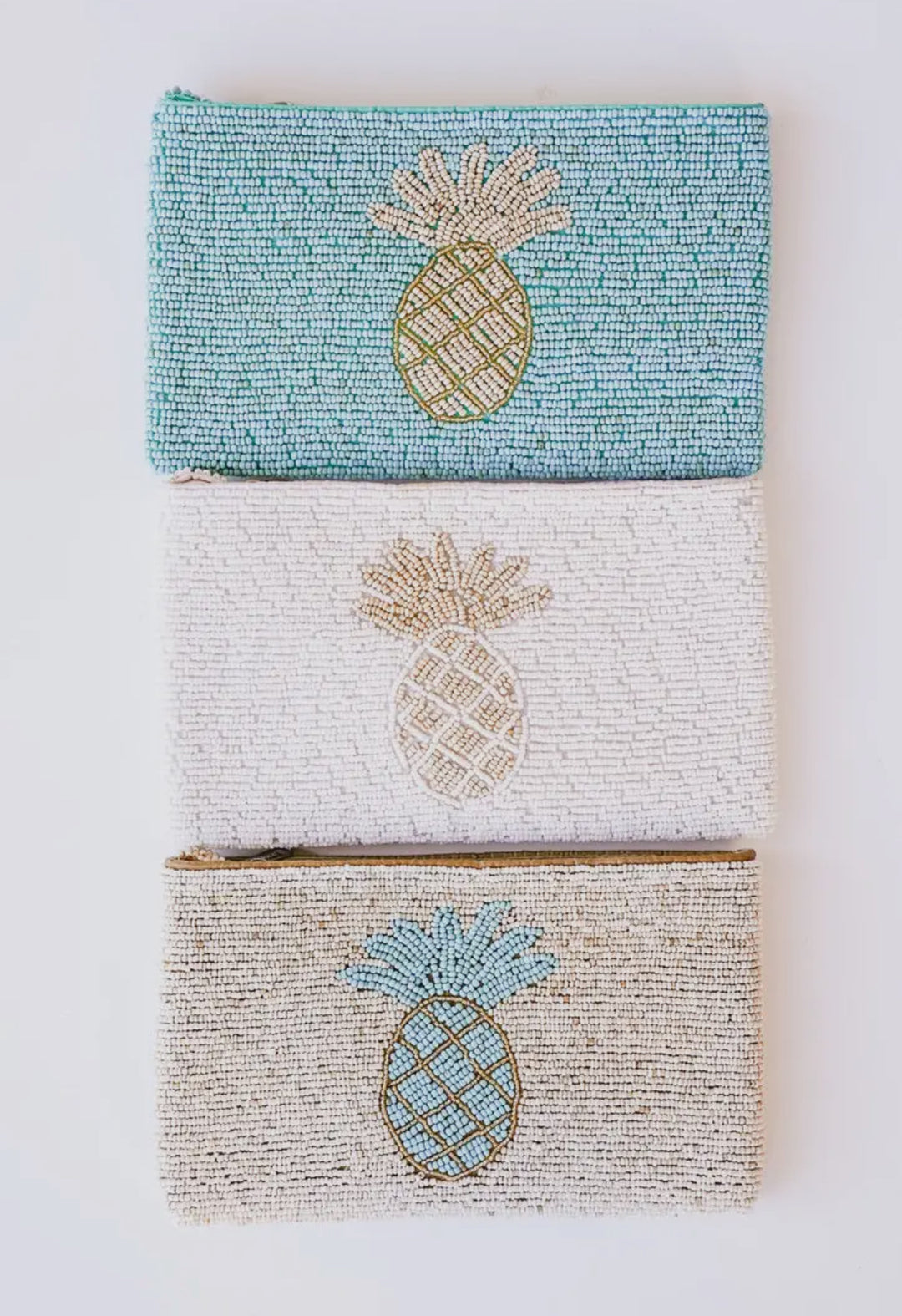 Pineapple Beaded Clutch Purse-Natural