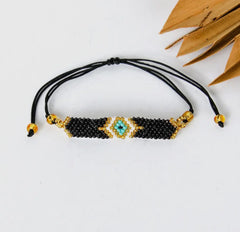 Beaded Evil Eye Simplicity Bracelet-black