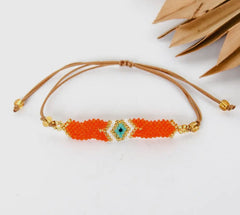 Beaded Evil Eye Simplicity Bracelet-Orange