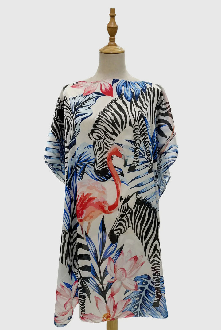 Jungle Print Silk Cover Up