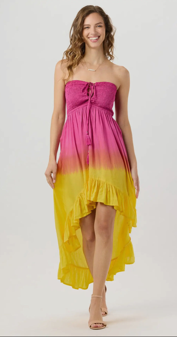 Lelani Maxi dress-Fuchsia Ombre Yellow