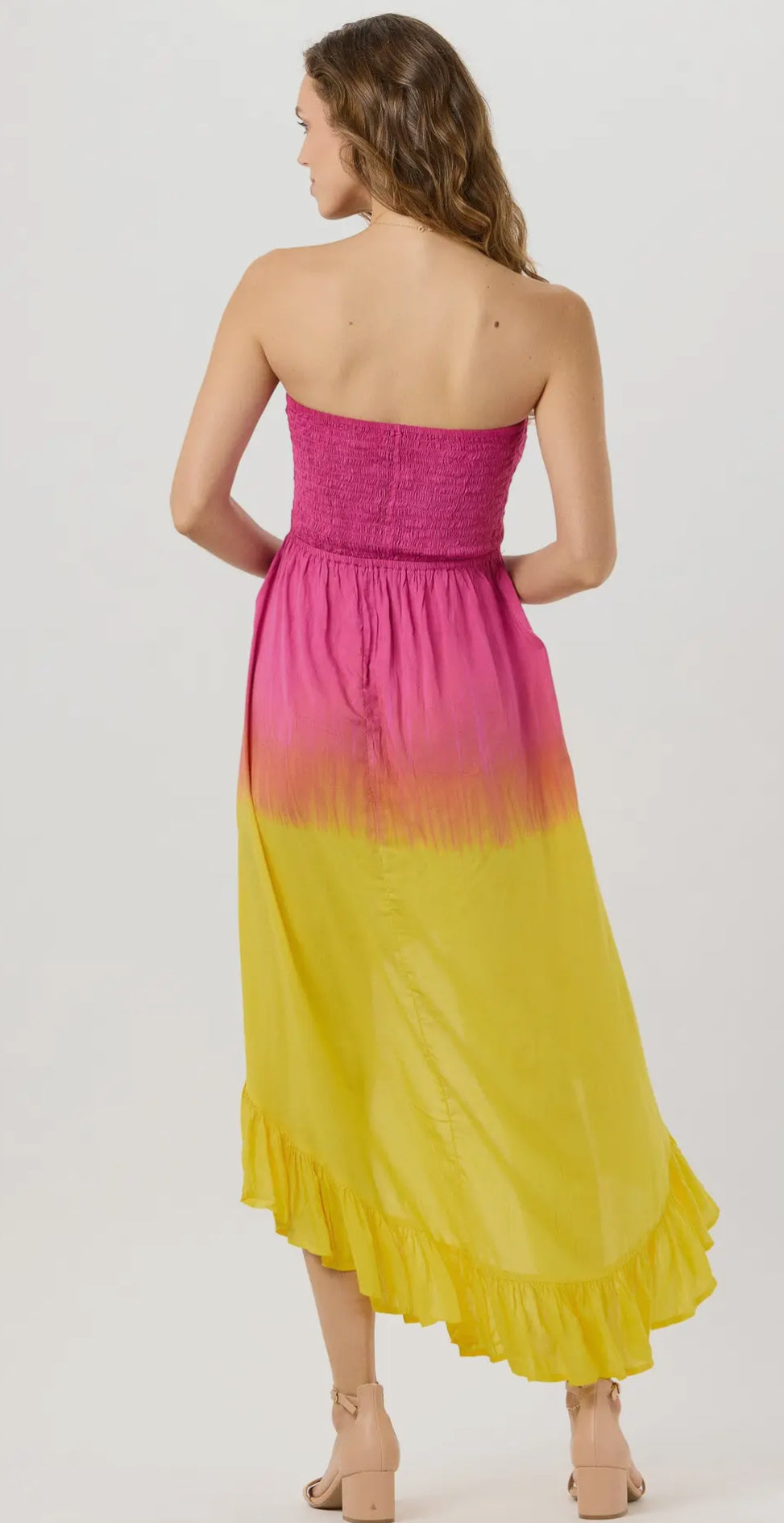 Lelani Maxi dress-Fuchsia Ombre Yellow