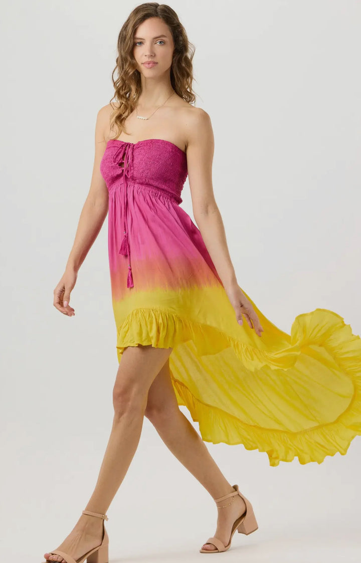 Lelani Maxi dress-Fuchsia Ombre Yellow