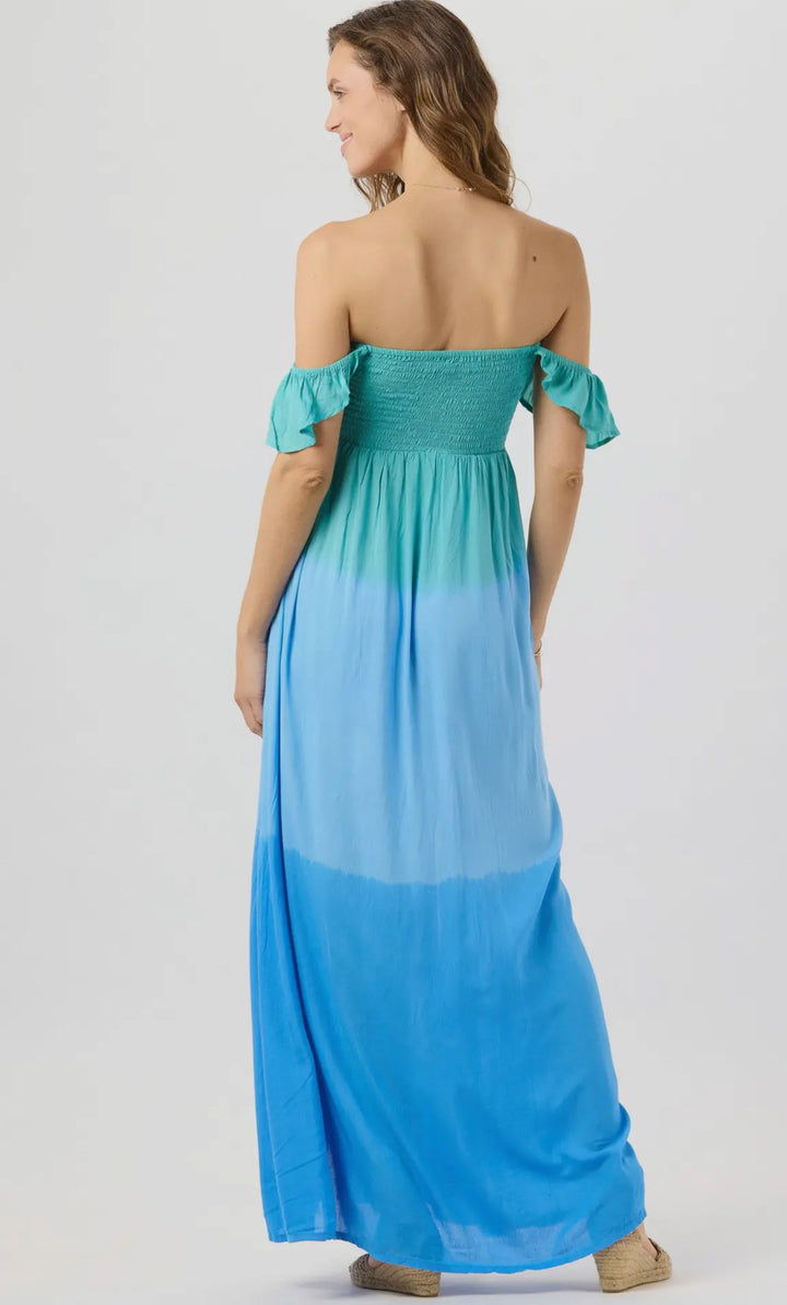 Haley Strapless Maxi Dress-Ombre blue