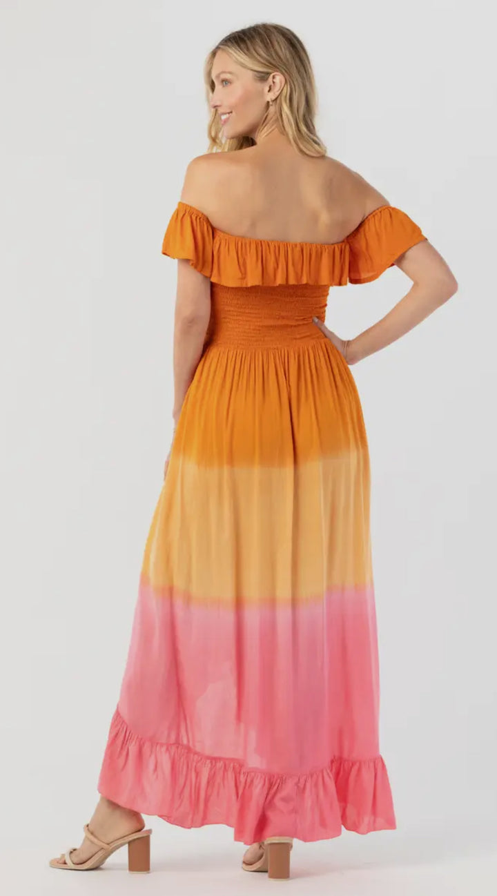Mackenzie Maxi Dress-Rust, melon, pink ombre