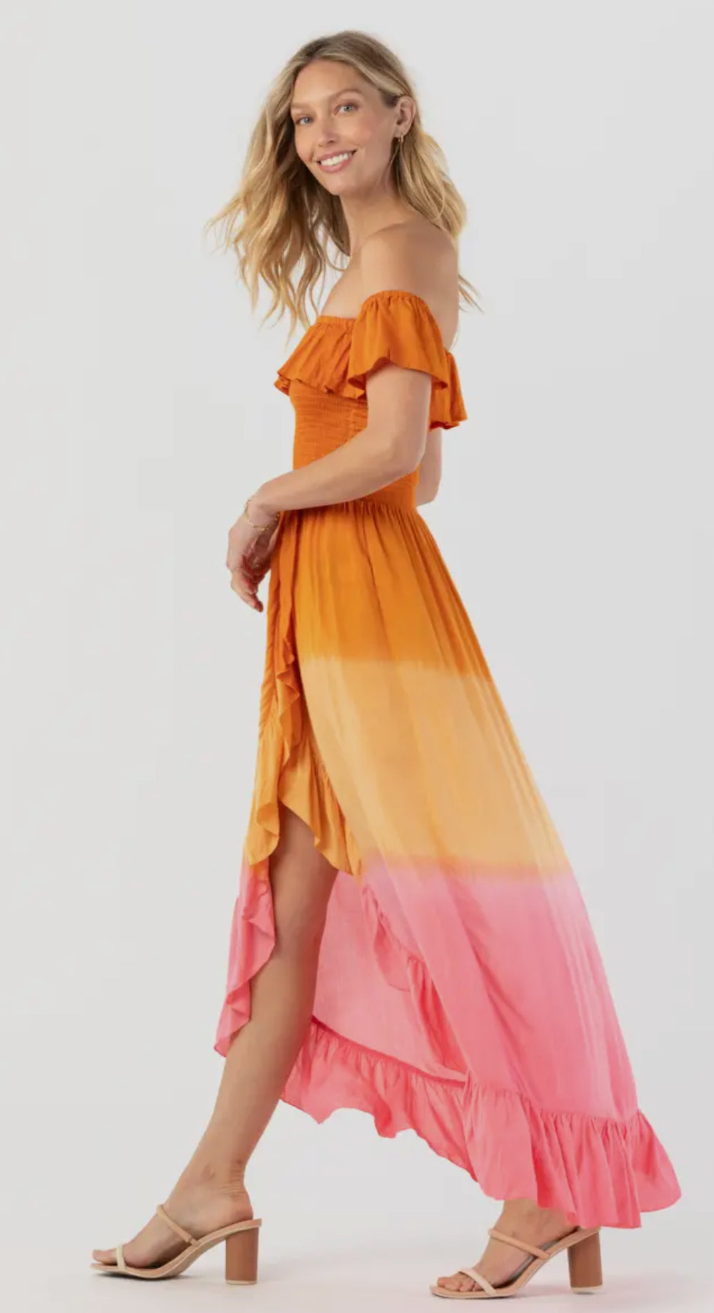 Mackenzie Maxi Dress-Rust, melon, pink ombre