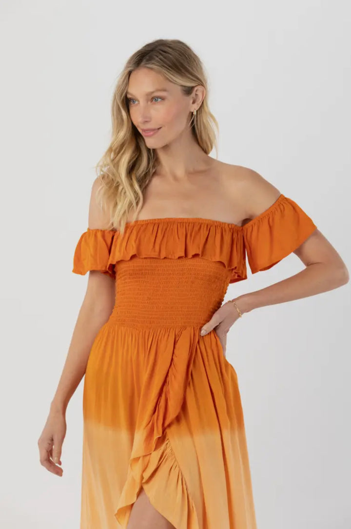 Mackenzie Maxi Dress-Rust, melon, pink ombre