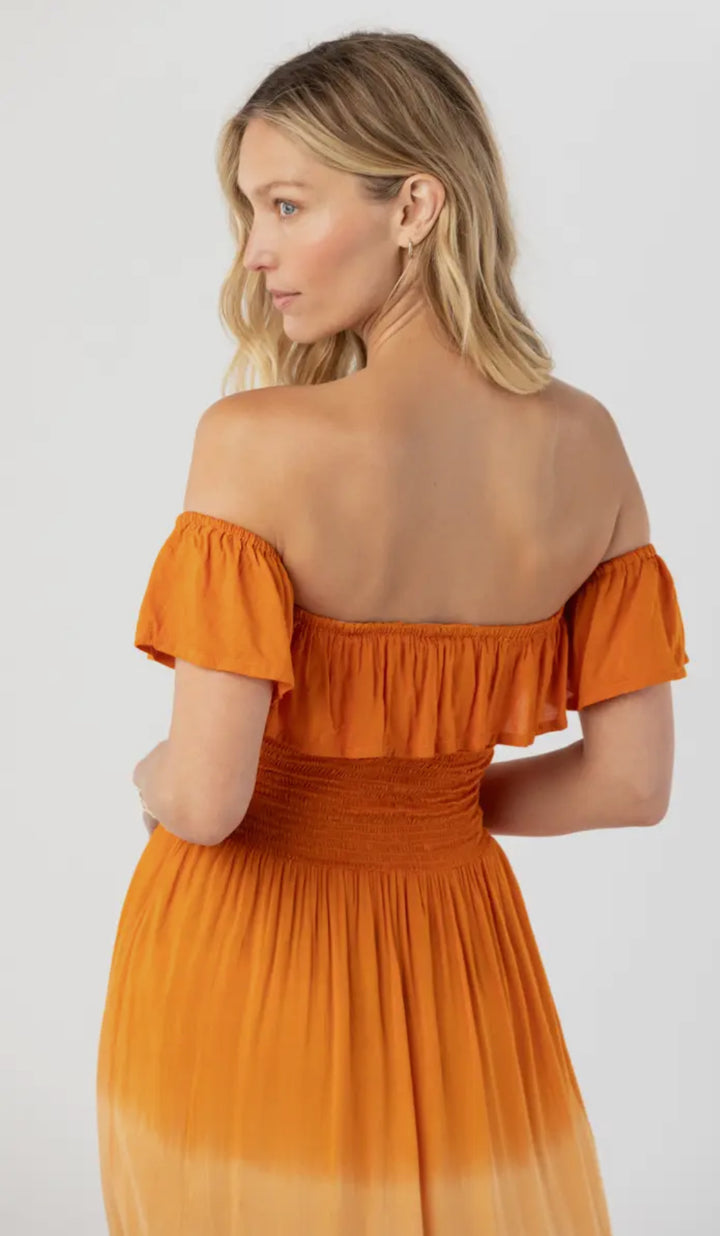 Mackenzie Maxi Dress-Rust, melon, pink ombre