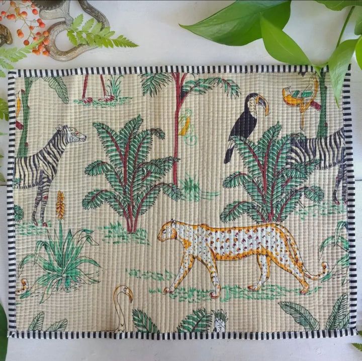 Placemats, Jungle pattern handmade 100% cotton-Ivory