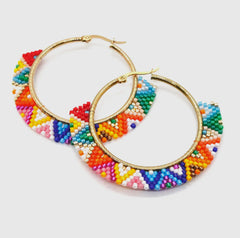 Miyuki Rainbow Geometric beaded earrings-multi