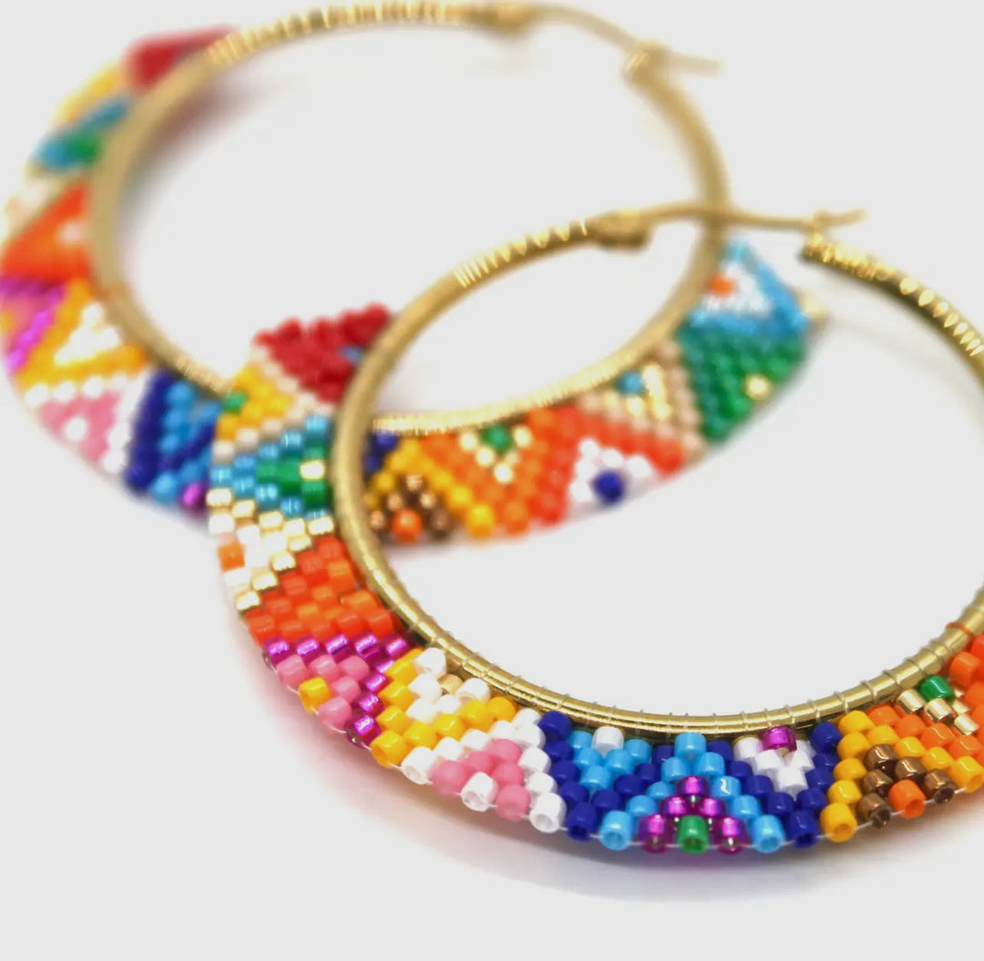 Miyuki Rainbow Geometric beaded earrings-multi