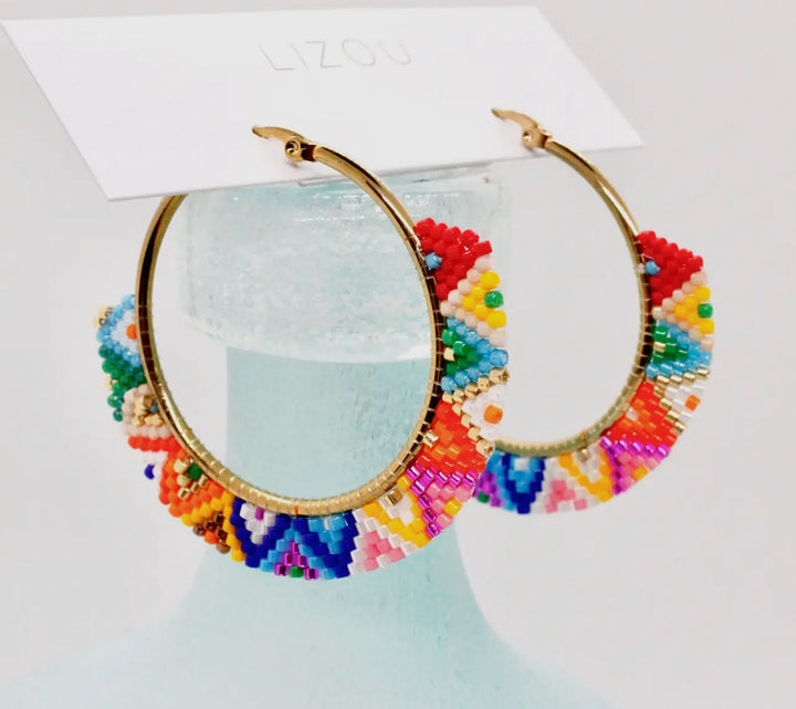 Miyuki Rainbow Geometric beaded earrings-multi